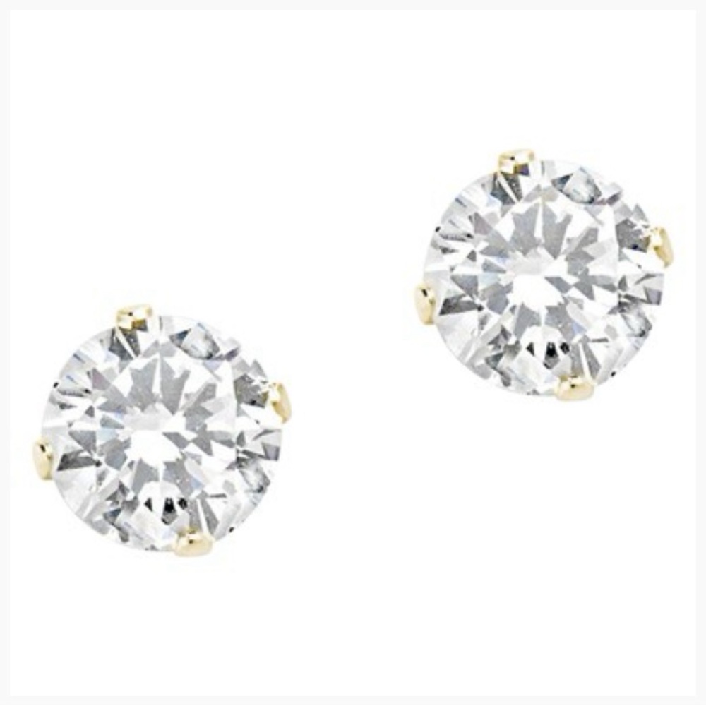 STERLING FOREVER | 14k Gold Sterling CZ Stud Earrings - Picture 2 of 3